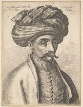 Head and shoulders of a Turk, with a moustache and a large turban, 1645. Creator: Wenceslaus Hollar.