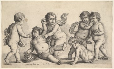 Five boys and a satyr, 1646. Creator: Wenceslaus Hollar.