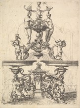 Design for a Fountain, Plate 119 from Dietterlin's Architectura, 1598. Creator: Wendel Dietterlin the Elder.