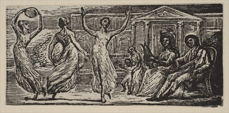 Menalcus Watching Women Dance, from Thornton's Pastorals of Virgil, 1821. Creator: William Blake.