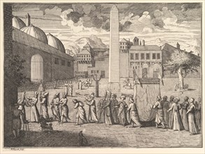 Procession through the Hippodrome, Constantinople (Aubry de La Mottraye's "Travels thro..., 1723-24. Creator: William Hogarth.