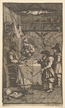 Hudibras Visiting Sidrophel (Seventeen Small Illustrations for Samuel Butler's Hudibras..., 1721-26. Creator: William Hogarth.