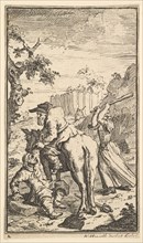 Trulla Attacking Hudibras (Seventeen Small Illustrations for Samuel Butler's Hudibras..., 1721-26. Creator: William Hogarth.