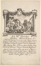 Shop Card for Mrs. Holt's Italian Warehouse, 1720-72. Creator: William Hogarth.