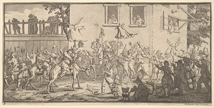 Hudibras and the Skimmington (Seventeen Small Illustrations for Samuel Butler's Hudibra..., 1721-26. Creator: William Hogarth.