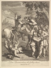 Don Quixote releases the Galley Slaves (Six Illustrations for Don Quixote), 1756 or after. Creator: William Hogarth.