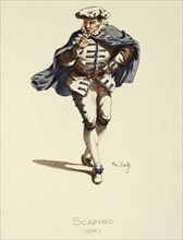 Commedia dell´arte. The servant Scapino, costume image of Maurice Sand, 1862. Creator: Unknown.