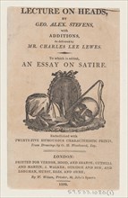 Title page, from "A Lecture on Heads" by George Alexander Stevens, April 1808.