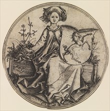 Seated Lady Holding a Shield with an Unicorn