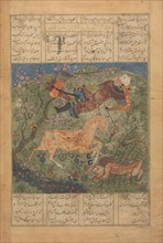 Rustam Saved by his Horse Rakhsh from an Attacking Lion