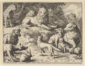 Renard is Accused by the Animals Before the Lion. From Hendrick van Alcmar's Renard The Fox