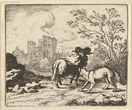 Renard Sends the Ram Back to the Lion with a Package Containing the Rabbit's Head. From Hendrick van Alcmar's Renard The Fox