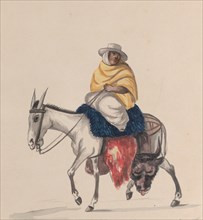 A butcher riding a donkey, from a group of drawings depicting Peruvian costume, ca. 1848.