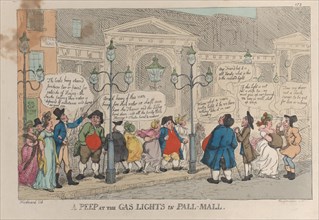 A Peep at the Gas Lights in Pall-Mall, December 23, 1809.