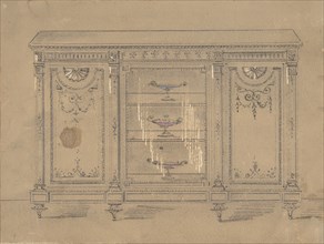 Cabinet Design with Glass Center Door, 19th century.