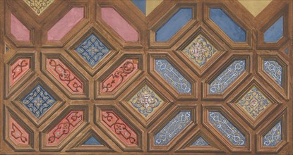 Alternate designs for the decoration of a coffered ceiling, 1840-97.