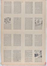 An uncut sheet printed on both sides with pages and illustrations: 'Perucho el Valeroso' and 'Perlina la encantadora', ca. 1900-1910.