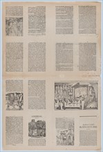 An uncut sheet printed on both sides with pages and illustrations: 'Ademdai' and 'Agraciado: El niño de un jeme', ca. 1900-1910.
