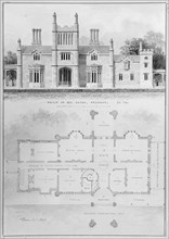 Belmead, for Philip St. George Cocke, Powhatan Co., Virginia (elevation and plan), 1845.