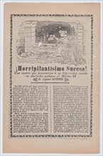 Broadsheet relating to a news story about a young mother who dismembered her newborn, a woman discovering the scene of the crime, 1905.