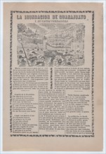 Broadsheet relating to a news story about the cause of a flood in Guanajuato, townspeople drowning, ca. 1905.