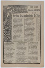 Broadsheet relating to a train accident in Silao and the many fatalities, 1920 (published).