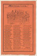 Broadsheet relating to a train accident that killed many people, wounded victims being carried on stretchers, 1920 (published).