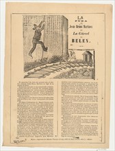 Broadsheet relating to the escape of Jesús Bruno Martínez from Belen prison, a description in the bottom section, ca. 1892.