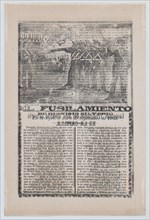 Broadsheet relating to the execution of a murderer named Dionisio Silverio, a firing squad in the upper section, ca.1903.