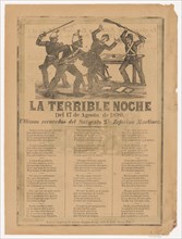 Broadsheet relating to the terrible events of 17 August 1890 when a a government official was murdered after drinking, a corrido in the bottom section written by Sergeant Zeferino Martínez who witness...