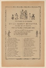 Broadside detailing a religious procession for Saint John and Saint Ana, multiple figures dancing and celebrating, ca. 1900-1913.