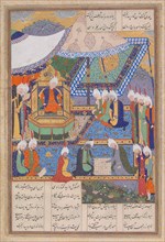 Buzurjmihr Masters the Hindu Game of Chess, Folio 639v from the Shahnama (Book of Kings) of Shah Tahmasp, ca. 1530-35.