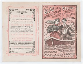 Cover for 'Olas que el Viento Arrastran para 1901', a man serenading a woman in a row boat, ca. 1901.