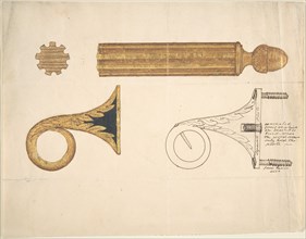 Design for a Bracket and Rod for Drapery, 19th century.