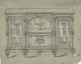 Design for a Cabinet with Three Glass Doors and a Porcelain Plaque, 19th century.