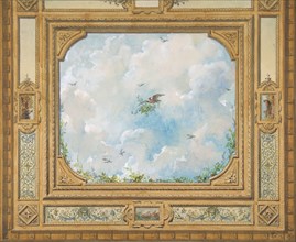 Design for a ceiling decorated with clouds and birds, 1830-97.