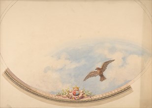 Design for a ceiling painted with clouds and a soaring eagle, second half 19th century.