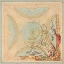 Design for a ceiling with garland bearing putti, second half 19th century.