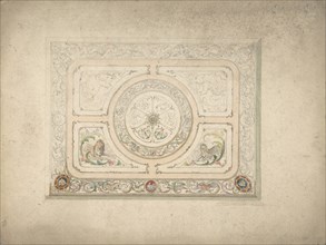 Design for a Ceiling with Lion and Lioness, 19th century.