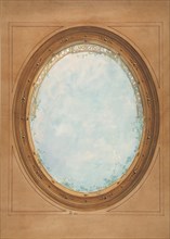 Design for a ceiling with trompe l'oeil balustrade and sky, 1869.