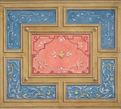 Design for a coffered ceiling with painted panels, 1840-97.