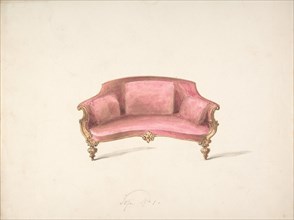 Design for a Curved-back Sofa Upholstered in Red, early 19th century.