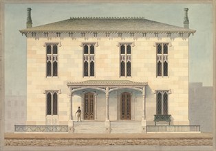 Design for a Double Townhouse (front elevation), ca. 1843.