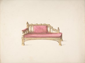 Design for a Gothic Style Sofa Upholstered in Red, early 19th century.