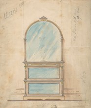 Design for a Mirror-fronted Cabinet Topped with a Mirror, 19th century.