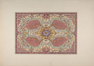 Design for a Painted Ceiling with Strapwork and Foliage on a Rose Background, second half 19th century.