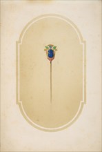 Design for a pin with a blue scarab, 19th century.