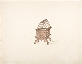 Design for a Two-sided Bookstand with Shelves (Verso: sketch), early 19th century.