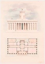 Design for a University (entrance facade and plan), n.d..