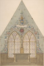 Design for Altar and Chapel, Farnborough, 1880-86.